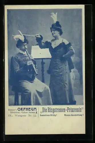 AK Szene aus Die Ringstrassen-Prinzessin in Danzer`s Orpheum, Wasagasse 33