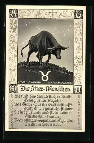 AK Sternzeichen Stier, 21. April - 20. Mai, Charakter-Eigenschaften