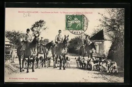 AK Sillé-le-Guillaume, Les Chasses en Forêt, Le Départ pour la Chasse au Chevreuil, Jagd