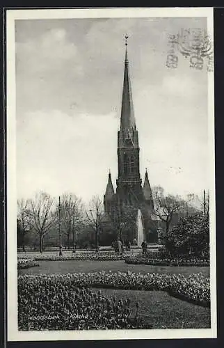 AK Hamburg-Wandsbek, Park vor der Kirche