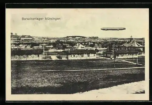 AK Münsingen, Zeppelin über dem Barackenlager