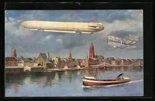 AK Frankfurt a. Main, Internationale Luftschifffahrts-Ausstellung mit Zeppelin