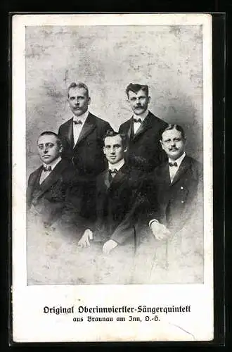 AK Original Oberinnviertler-Sängerquintett aus Braunau /Inn, Gruppenportrait