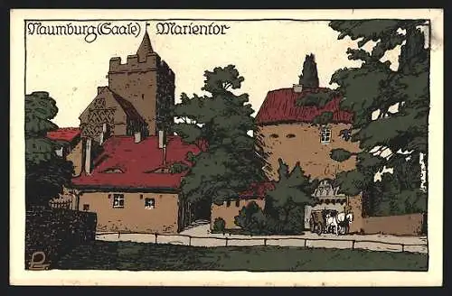 Steindruck-AK Naumburg / Saale, Marientor