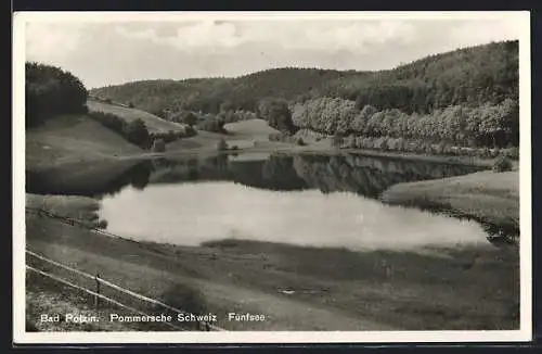 AK Bad Polzin /Pommersche Schweiz, Blick auf den Fünfsee