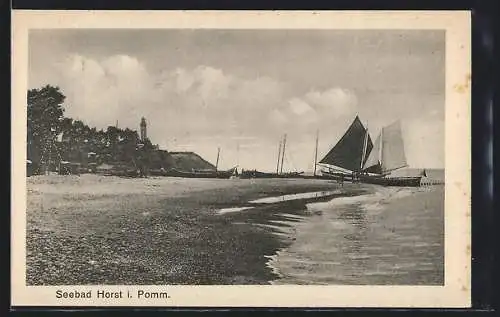 AK Horst i. Pomm., Segelboote am Strand