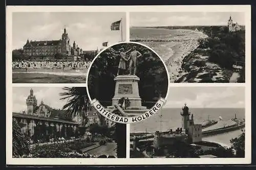 AK Kolberg, Hafen- und Strandpartien mit Strandschloss