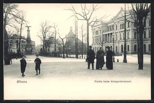 AK Hamburg-Altona, Partie beim Kriegerdenkmal