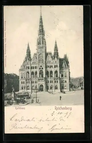 AK Reichenberg, Vorderansicht vom Rathaus