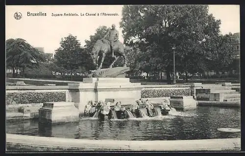 AK Brüssel / Bruxelles, Square Amblorix, Le Cheval à l`Abreuvoir