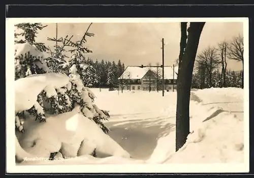 AK Annaberg / Erzgebirge, Schullandheim im Schnee