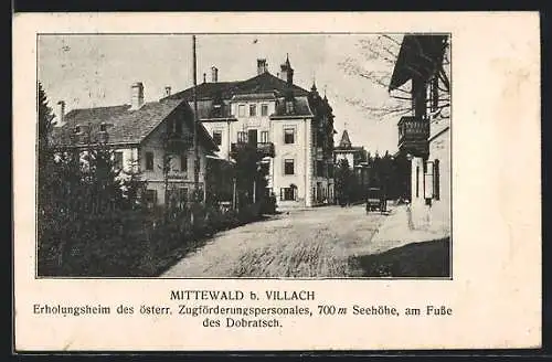 AK Villach, Mittewald, Strassenpartie am Erholungsheim