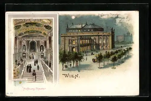 Lithographie Wien, Burgtheater, Hauptstiege