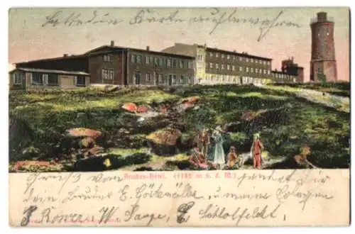 Relief-AK Brocken /Harz, Brocken-Hotel und Turm