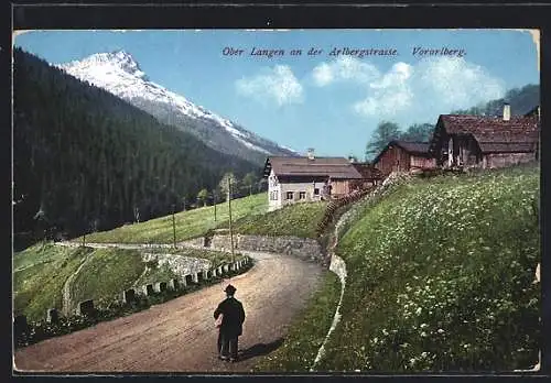 AK Ober Langen, Blick auf Häuser von der Landstrasse aus