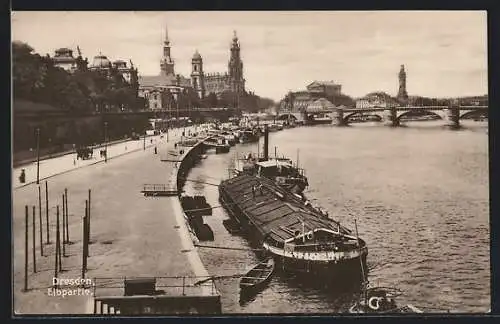 AK Dresden, Elbpartie mit Brücke