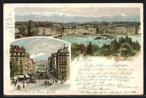 Lithographie Genève, Quai du Mont Blanc, Rue du Mont Blanc