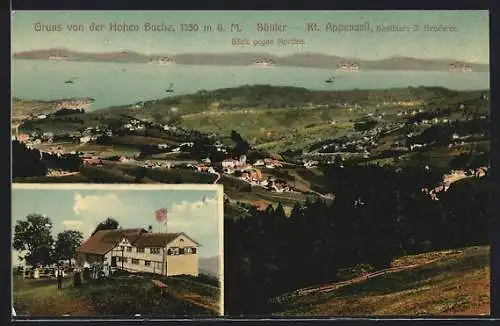 AK Bühler, Gasthaus Hohe Buche, Panorama