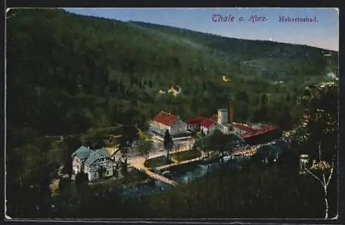 AK Thale a. Harz, Hubertusbad aus der Vogelschau