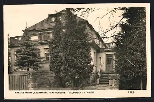 AK Pfaffendorf /Sächsische Schweiz, Blick auf das Fremdenheim Lachmann