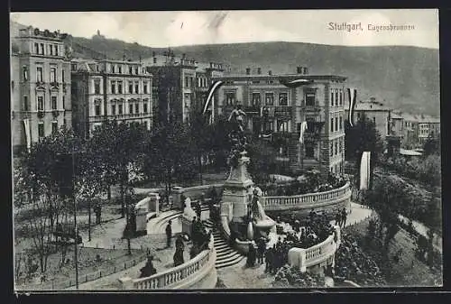 AK Stuttgart, Passanten am Eugensbrunnen