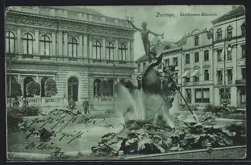 Mondschein-AK Bremen, Der Teichmann-Brunnen