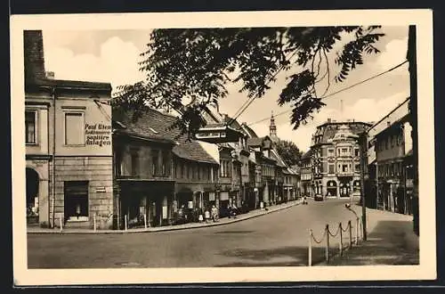 AK Eisleben, Hallesche Strasse mit dem Bauklempnerei Paul Wien