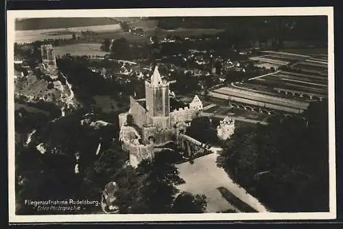 AK Rudelsburg, Die Burgruine vom Flugzeug aus