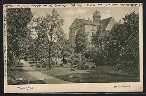 AK Cöthen /Anh., Partie im Schlosspark