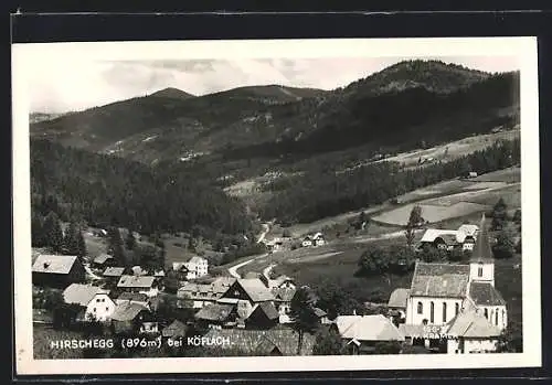 AK Hirschegg bei Köflach, Teilansicht mit Kirche