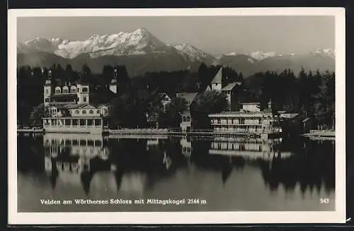 AK Velden am Wörthersee, Schloss mit Mittagskogel