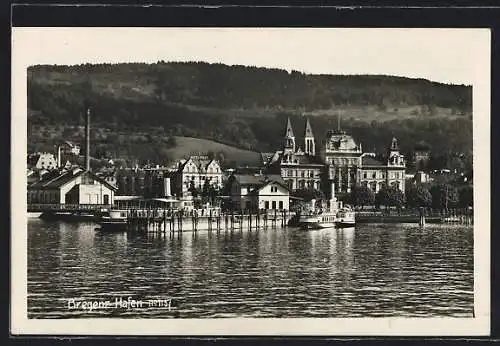 AK Bregenz, Hafen mit Hotel Post