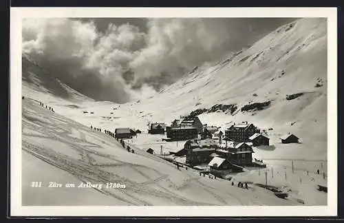 AK Zürs am Arlberg, Ortspartie im Winter