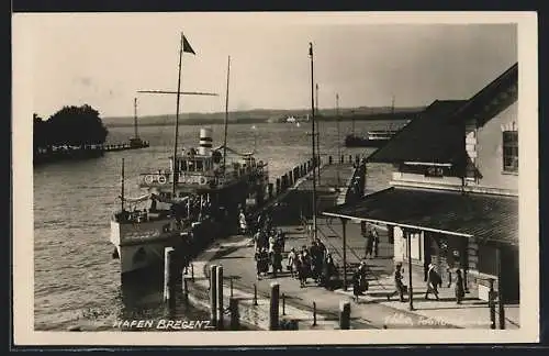 AK Bregenz, Hafen mit Bodenseedampfer