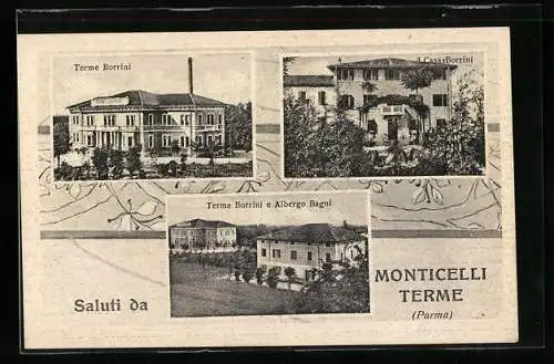 AK Monticelli Terme /Parma, Terme Borrini, Casa Borrini, Albergo Bagni