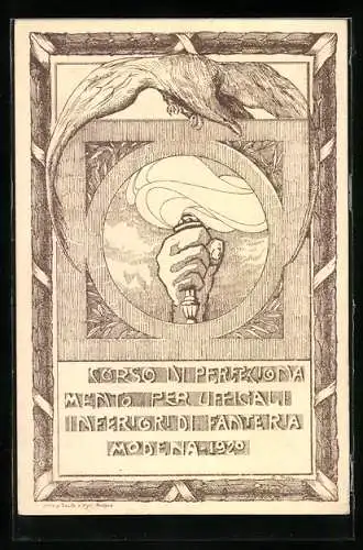 Lithographie Modena, Corso di Pereziona mento per ufficiali inferioridi Fanteria 1920