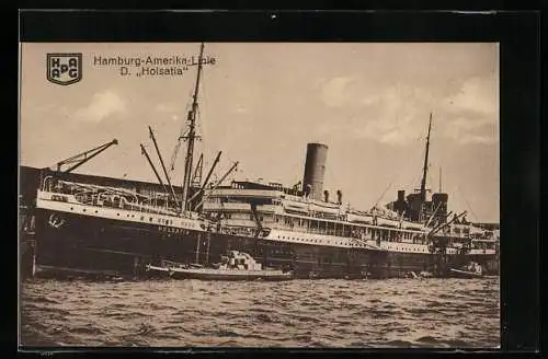 AK Passagierschiff Holsatia der Hamburg-Amerika-Linie im Hafen anliegend