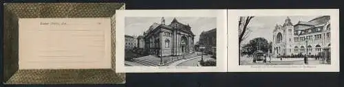 Leporello-AK Essen /Ruhr, Hauptbahnhof, Restaurant im Stadtgarten mit Strassenbahn, Stadttheater