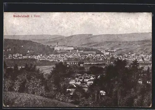 AK Rudolstadt i. Thür., Ortsansicht aus der Vogelschau