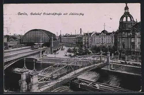 AK Berlin, Bahnhof Friedrichstrasse mit Schlütersteg in der Georgstrasse