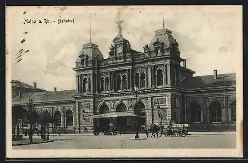 AK Mainz a. Rh., Vorderansicht vom Bahnhof