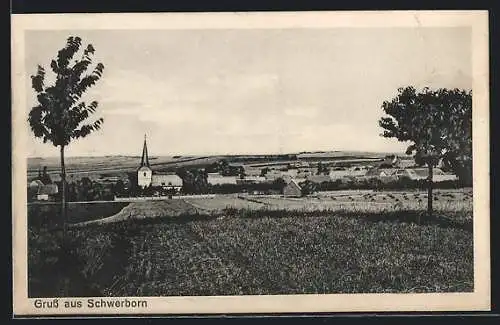 AK Schwerborn, Ortsansicht mit Kirche