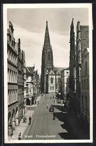 AK Münster /Westf., Prinzipalmarkt mit Blick zum Dom