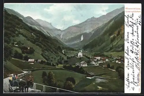 AK Unterschächen /Klausenstrasse, Ortsansicht mit Kirche