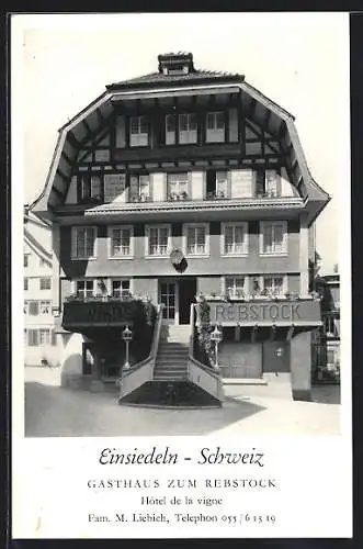 AK Einsiedeln, Gasthaus zum Rebstock, Bes. Fam. M. Liebich