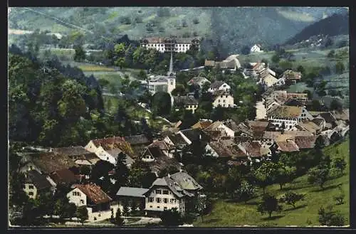 AK Langenbruck, Ortsansicht mit Kirche im Sommer