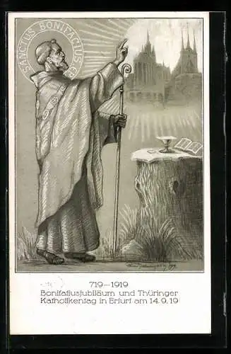 Künstler-AK Erfurt, Bonifatiusjubiläum und Thüringer Katholikentag 1919
