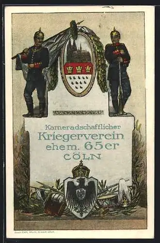 AK Köln, Kameradschaftlicher Kriegerverein ehem. 65er, Soldaten in Uniform