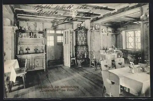 AK Oberbozen am Ritten, Gasthaus Waldschenke Lichtenstern, Gastzimmer