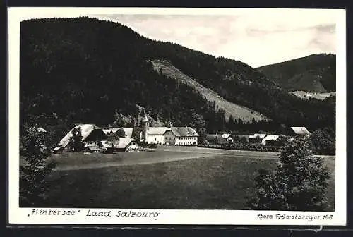 AK Hintersee /Salzburg, Gesamtansicht mit Bergpanorama